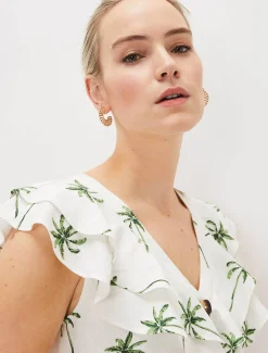 Jamilla Palm Print Midi Dress