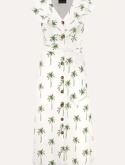 Jamilla Palm Print Midi Dress