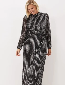 Jaylin Sequin Stripe Maxi Dress