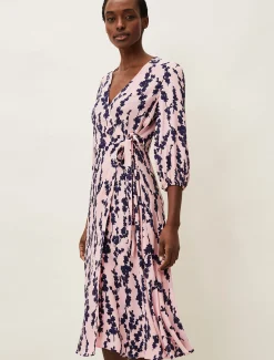 Jean Floral Midi Wrap Dress