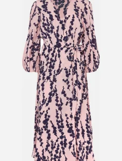 Jean Floral Midi Wrap Dress