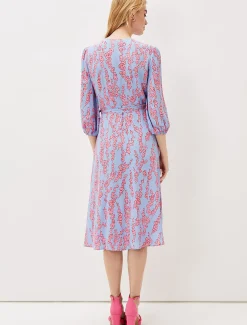 Jean Floral Wrap Midi Dress