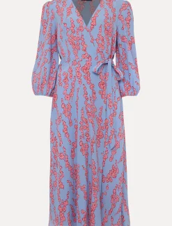 Jean Floral Wrap Midi Dress