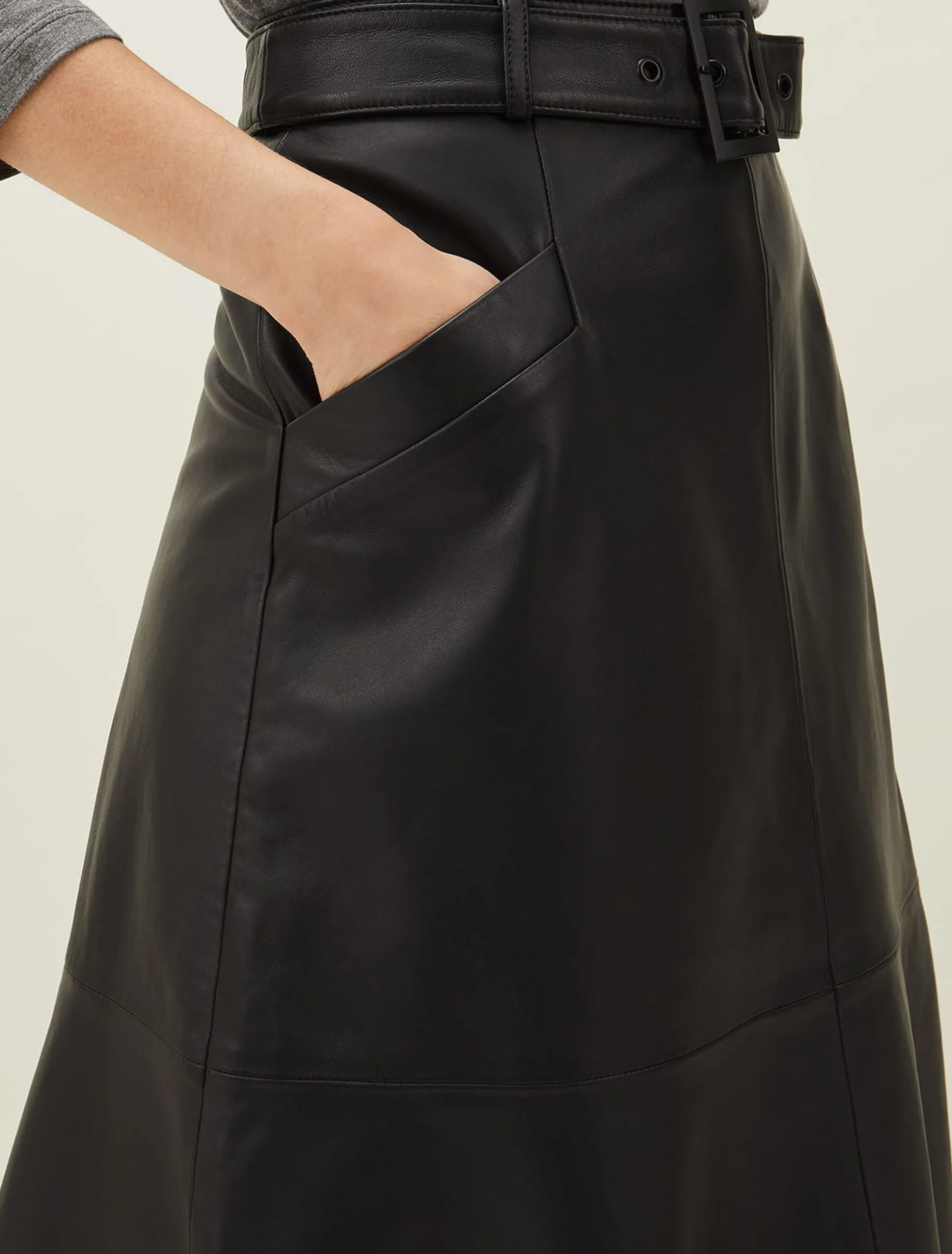 Jemma Leather A-Line Midi Skirt