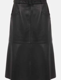 Jemma Leather A-Line Midi Skirt