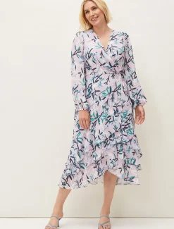 Jenna Floral Long Sleeved V-Neck Midi Dress