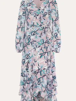 Jenna Floral Long Sleeved V-Neck Midi Dress