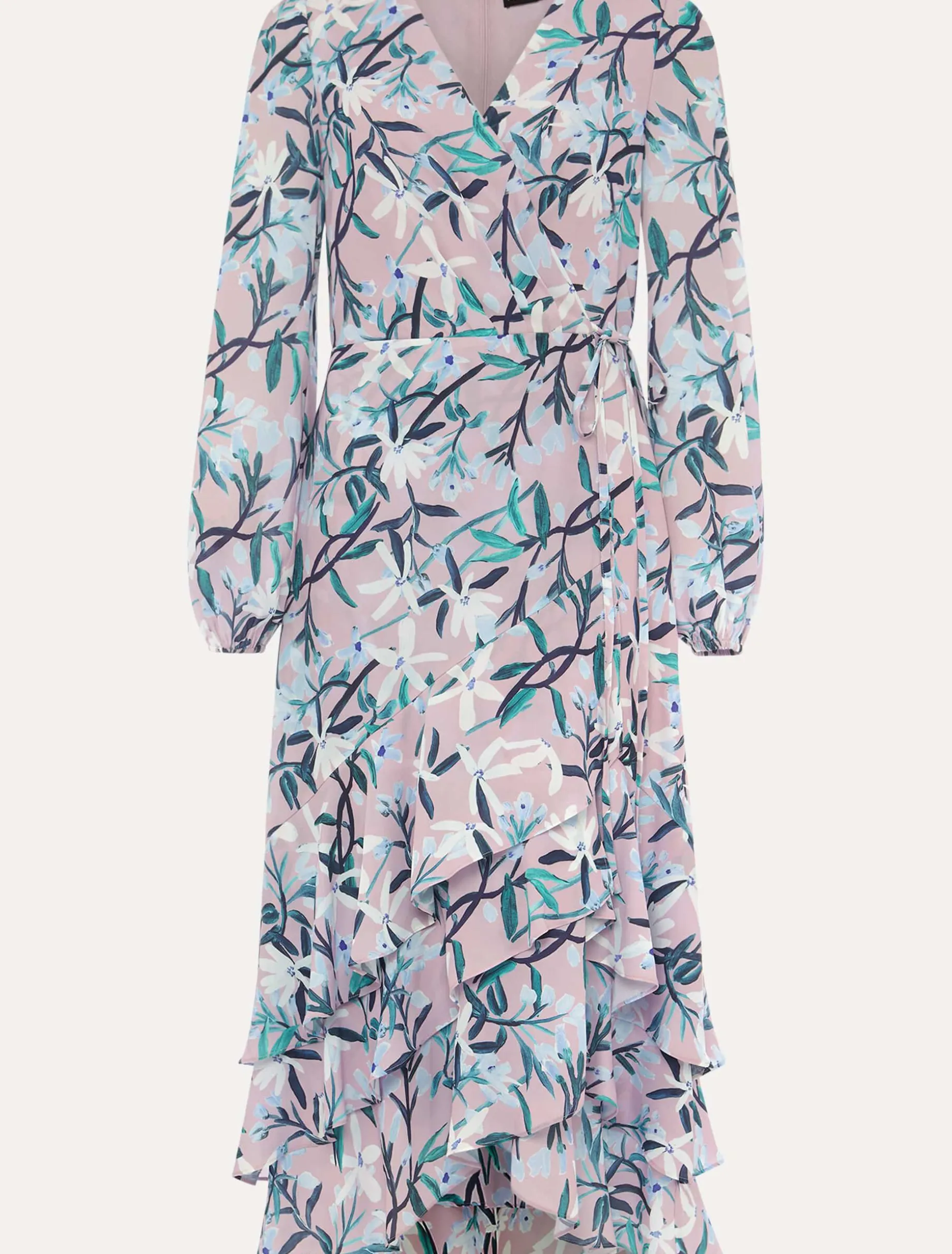 Jenna Floral Long Sleeved V-Neck Midi Dress