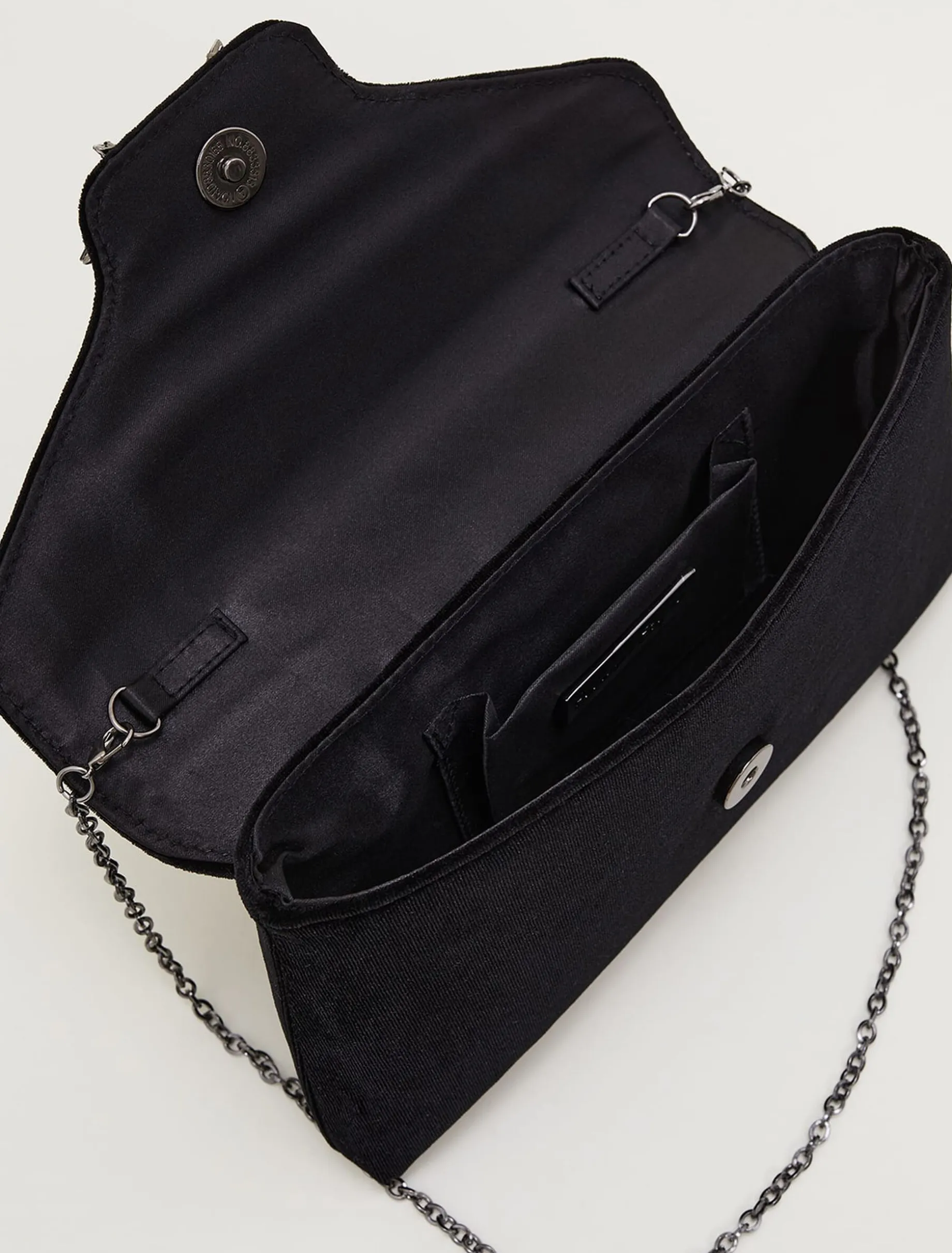 Jewel Front Velvet Clutch Bag