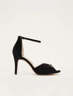 Jewel Front Velvet Sandal