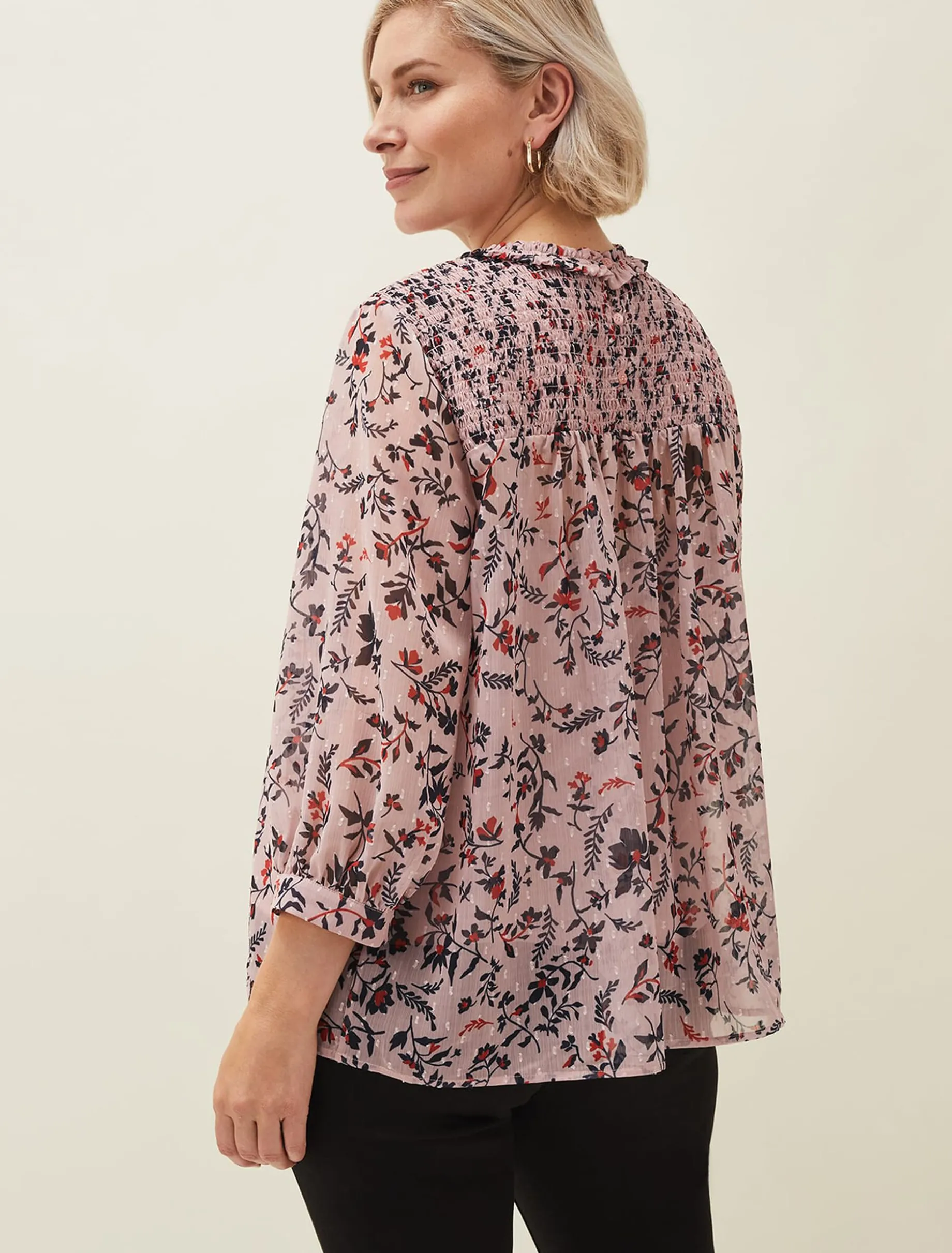 Julie Shirred Floral Blouse