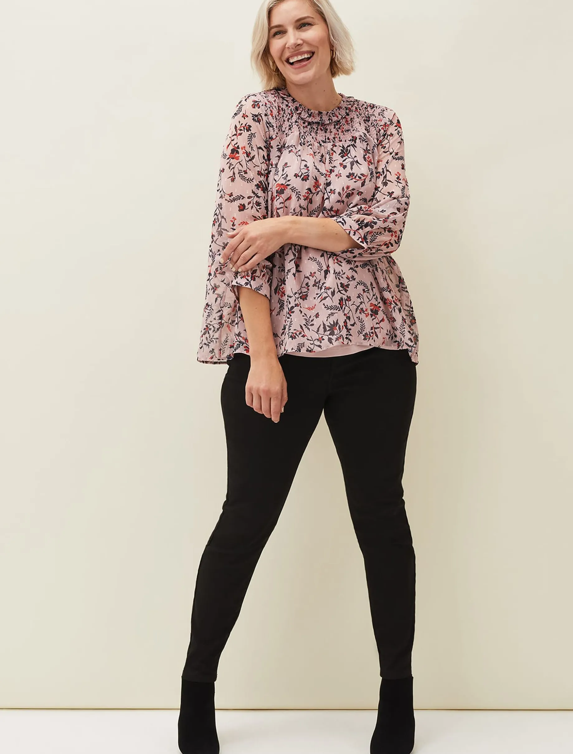 Julie Shirred Floral Blouse