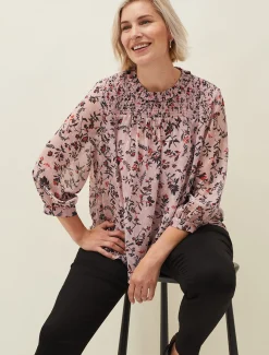 Julie Shirred Floral Blouse