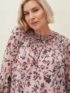 Julie Shirred Floral Blouse