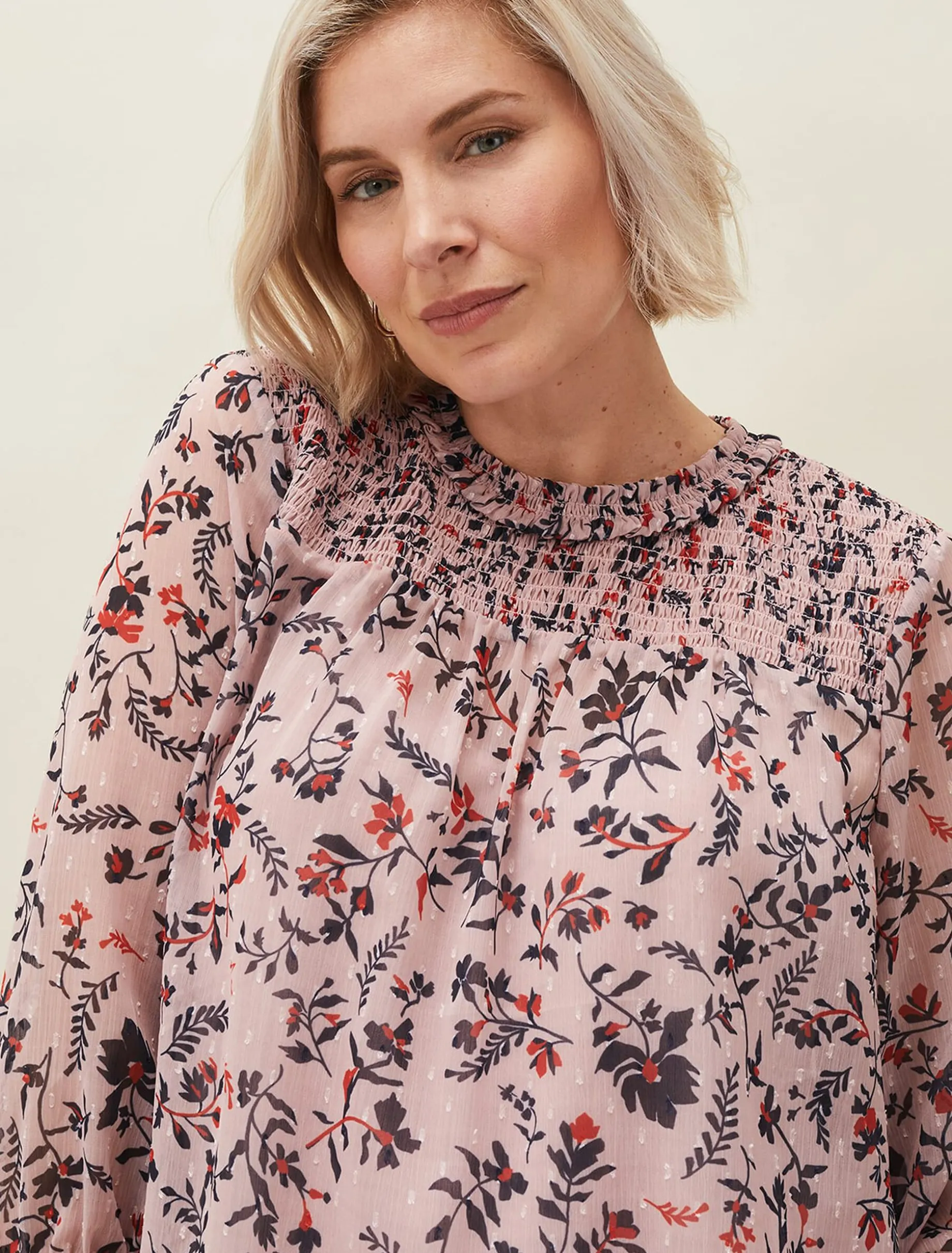 Julie Shirred Floral Blouse