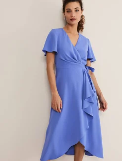Julissa Ruffle Wrap Midi Dress