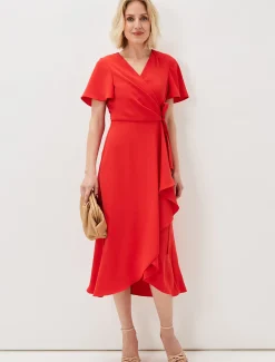 Julissa Ruffle Wrap Midi Dress
