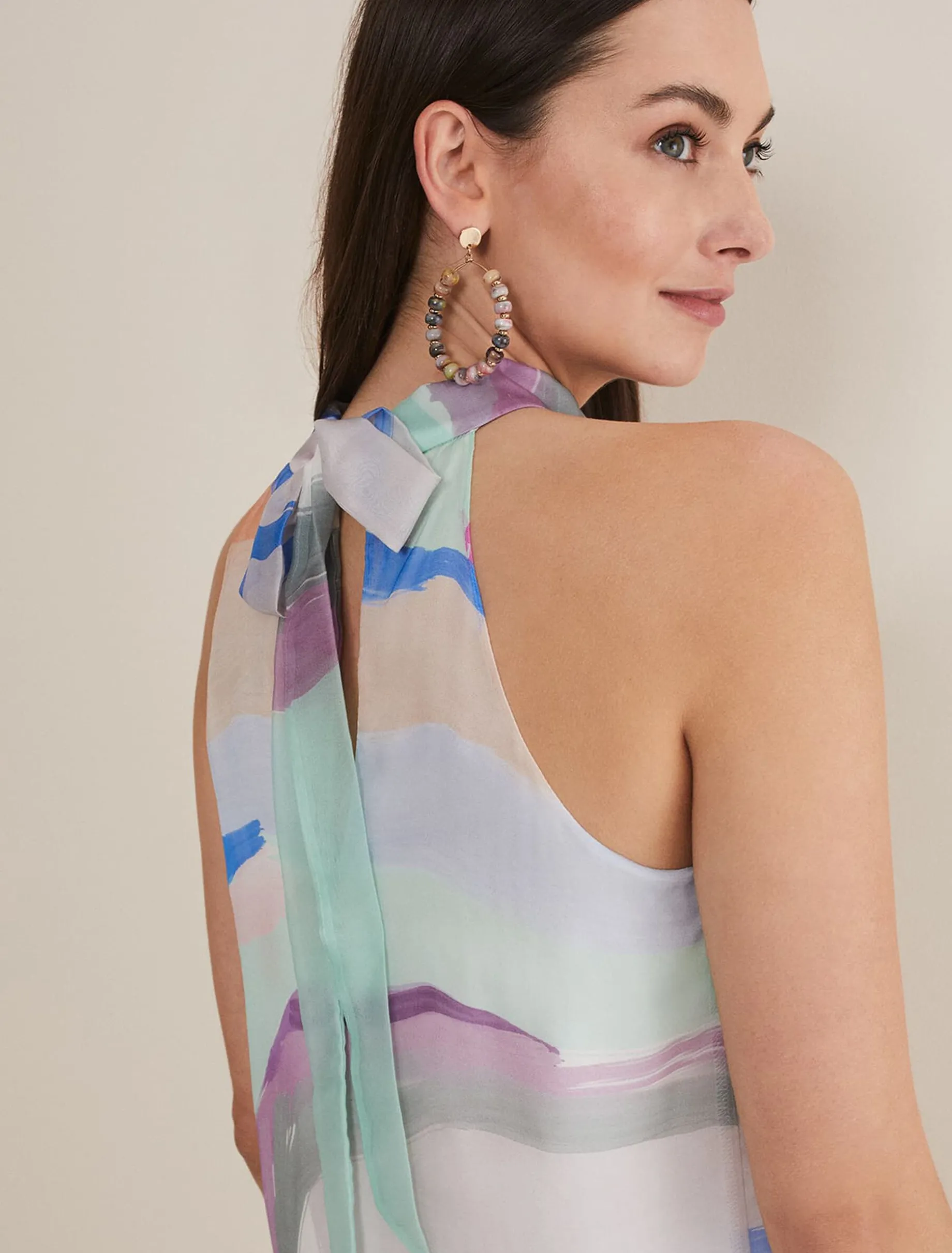 Kadie Printed Silk Halter Top