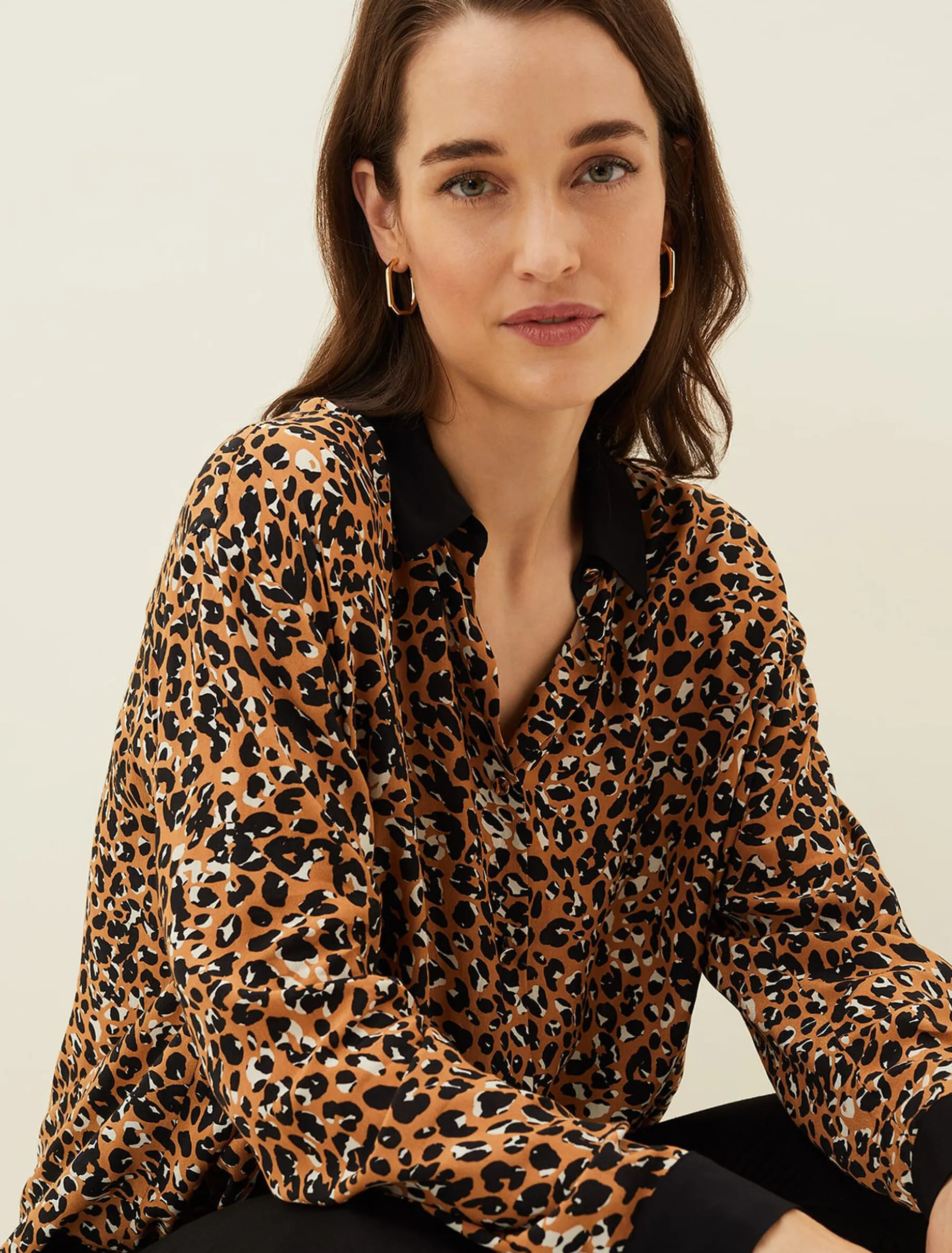 Kaelie Leopard Twist Front Blouse