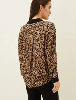 Kaelie Leopard Twist Front Blouse