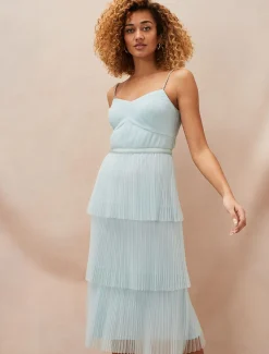 Kaia Pleated Tulle Midi Dress