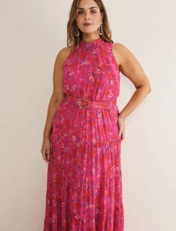 Kara Tiered Belted Floral Maxi Dress