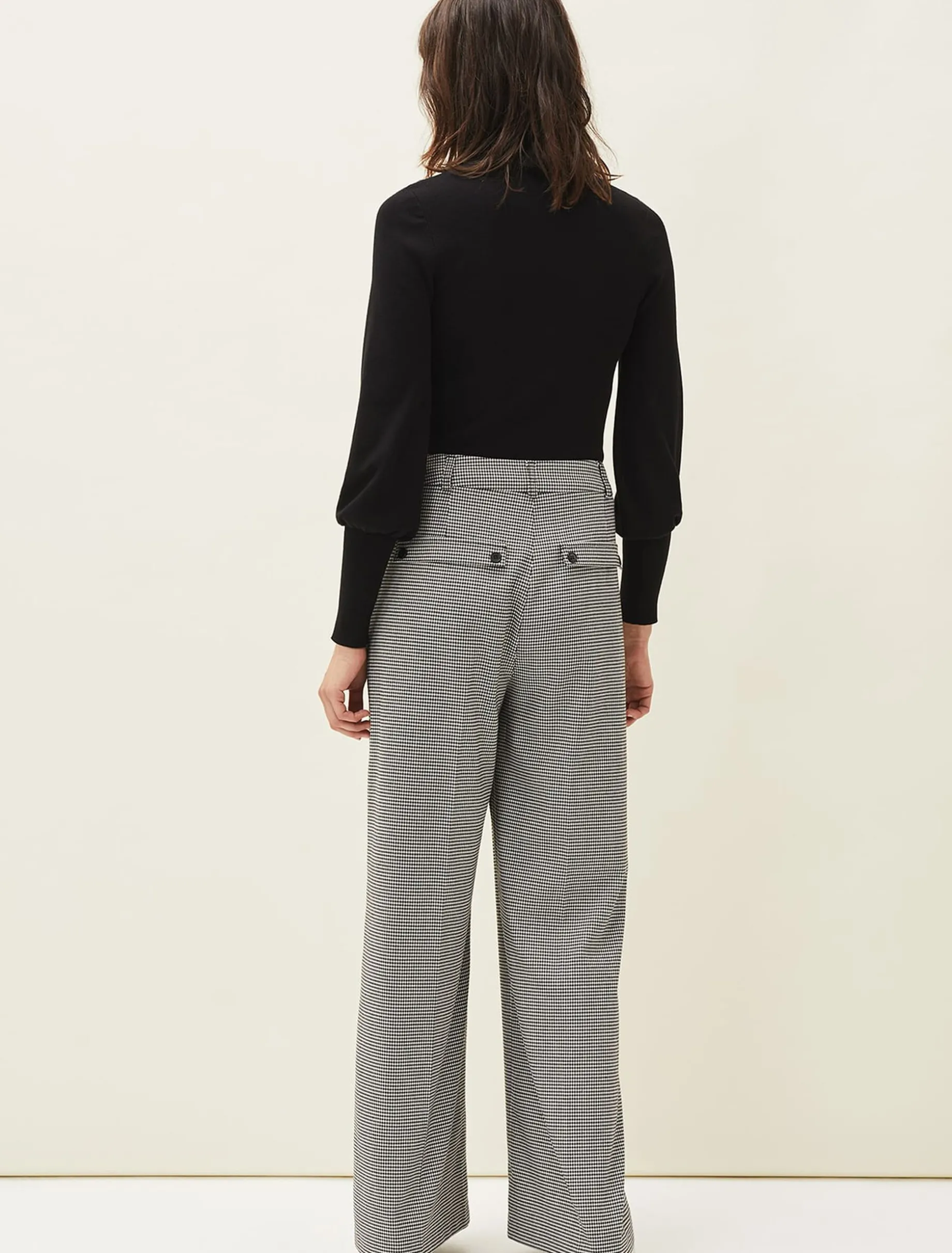 Karrie Dogtooth Wide Leg Trouser