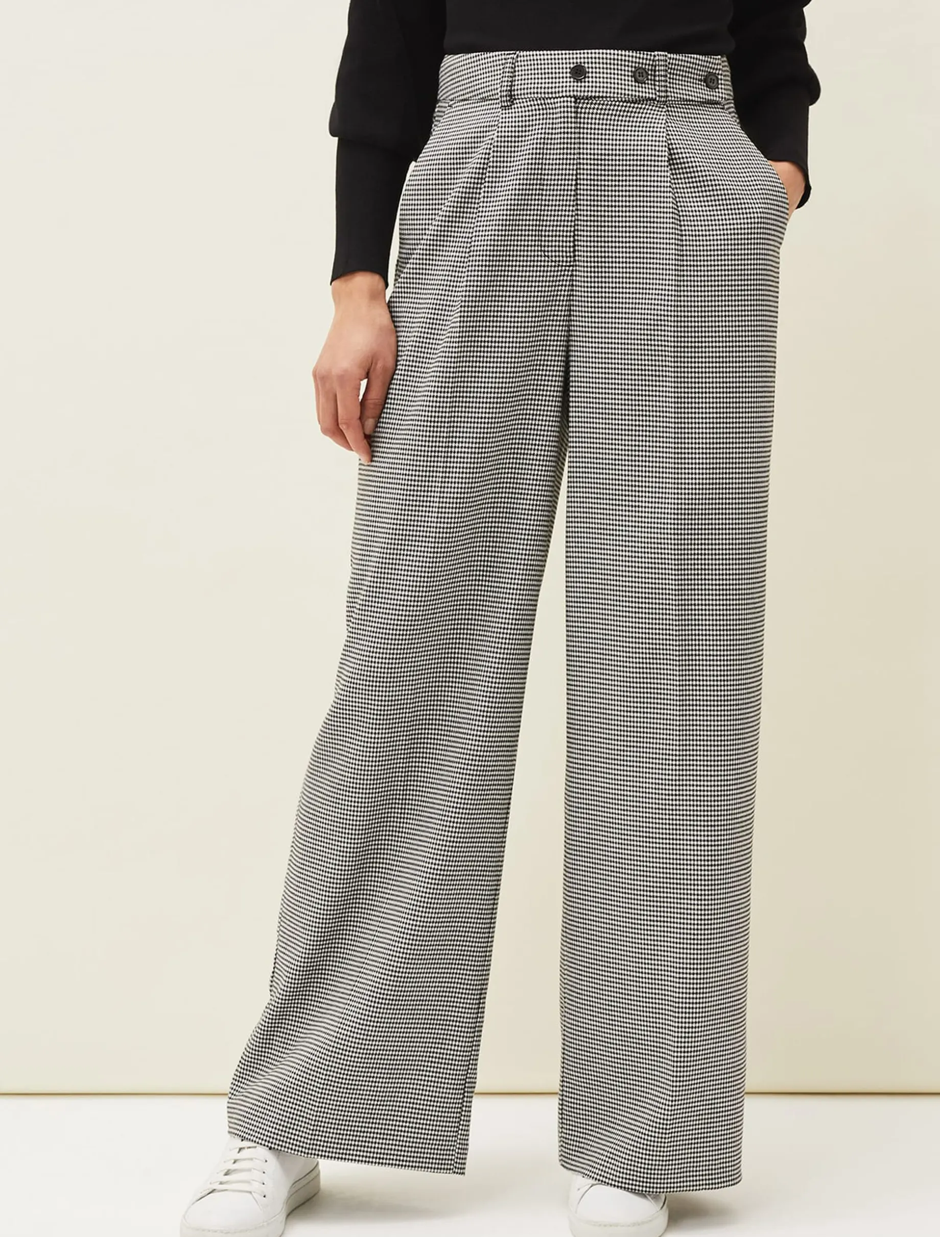 Karrie Dogtooth Wide Leg Trouser