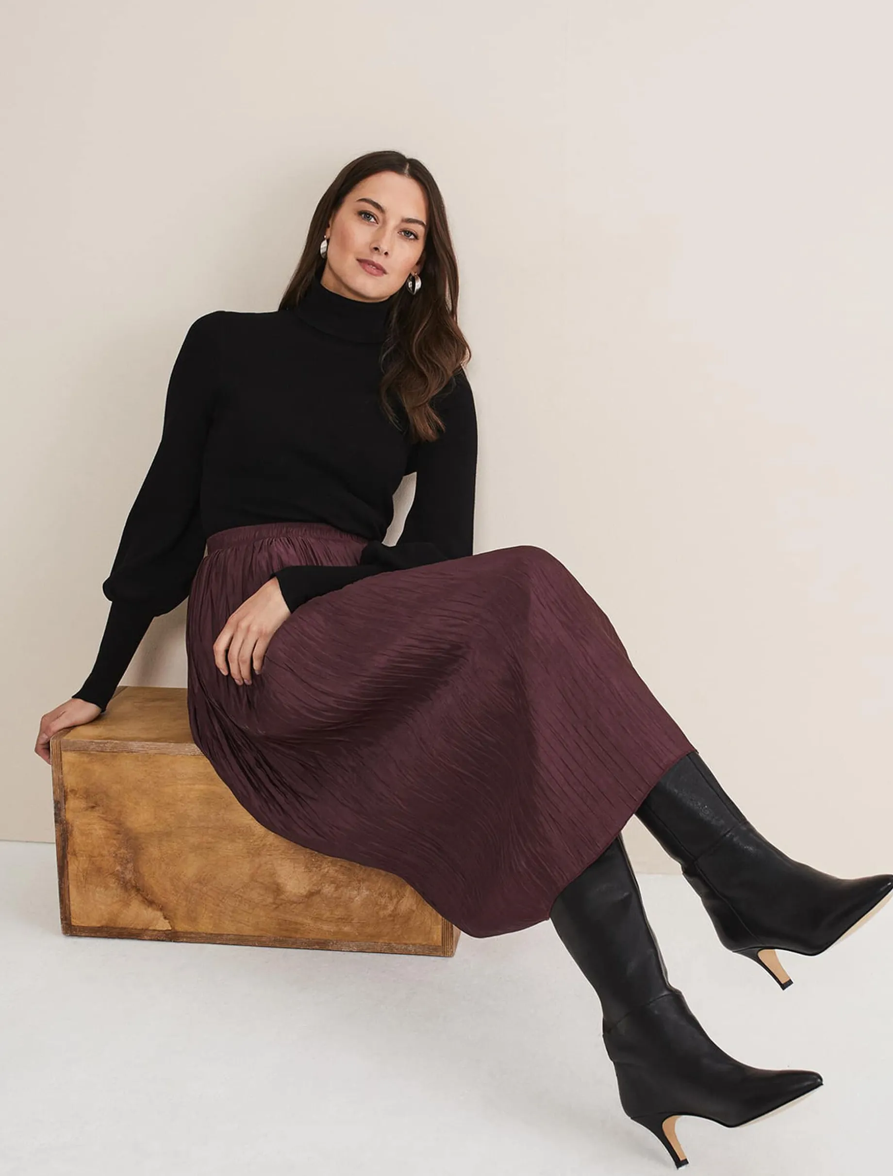 Kate Plisse Midi Skirt