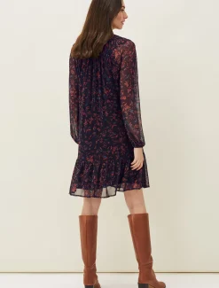 Keleigh Floral Chiffon Bell Sleeve Dress
