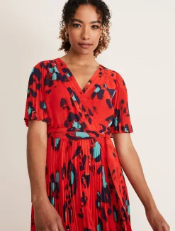 Kendall Butterfly Print Pleated Midi Dress
