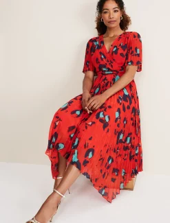 Kendall Butterfly Print Pleated Midi Dress