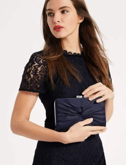 Kendall Satin Knot Front Clutch Bag
