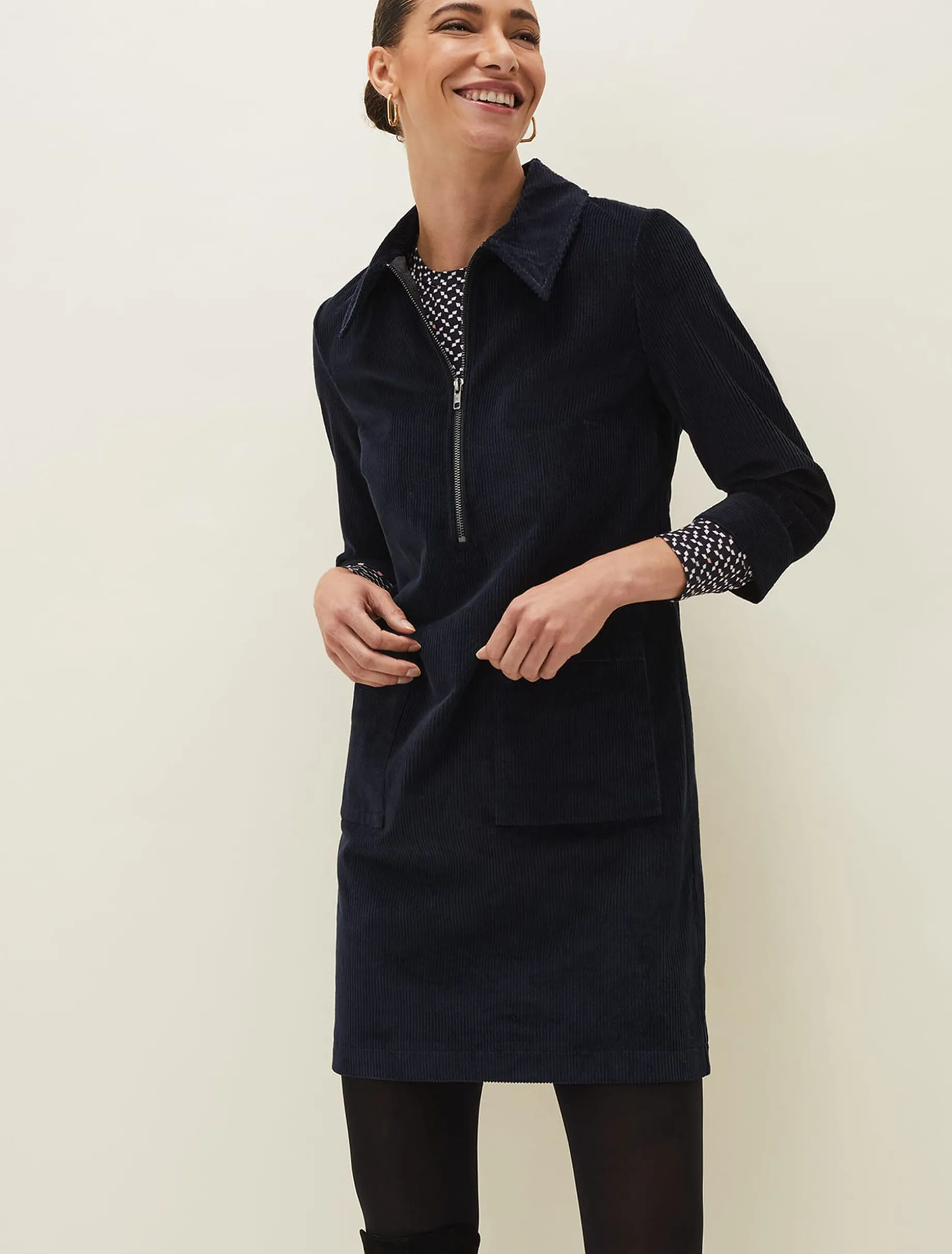 Kirsty Corduroy Zip Front Dress