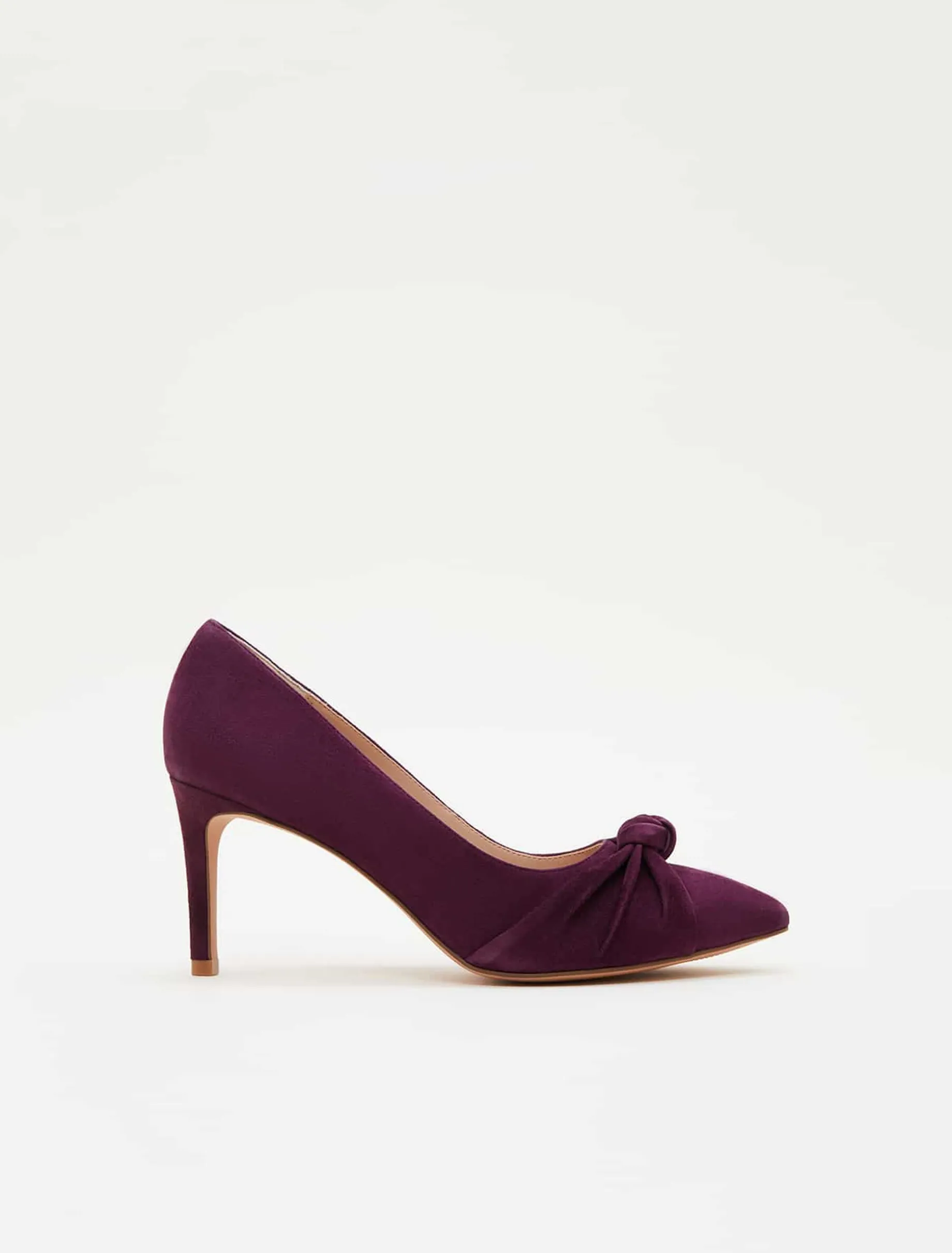 Knot Front Suede Court Shoe