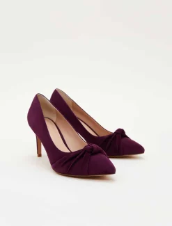 Knot Front Suede Court Shoe