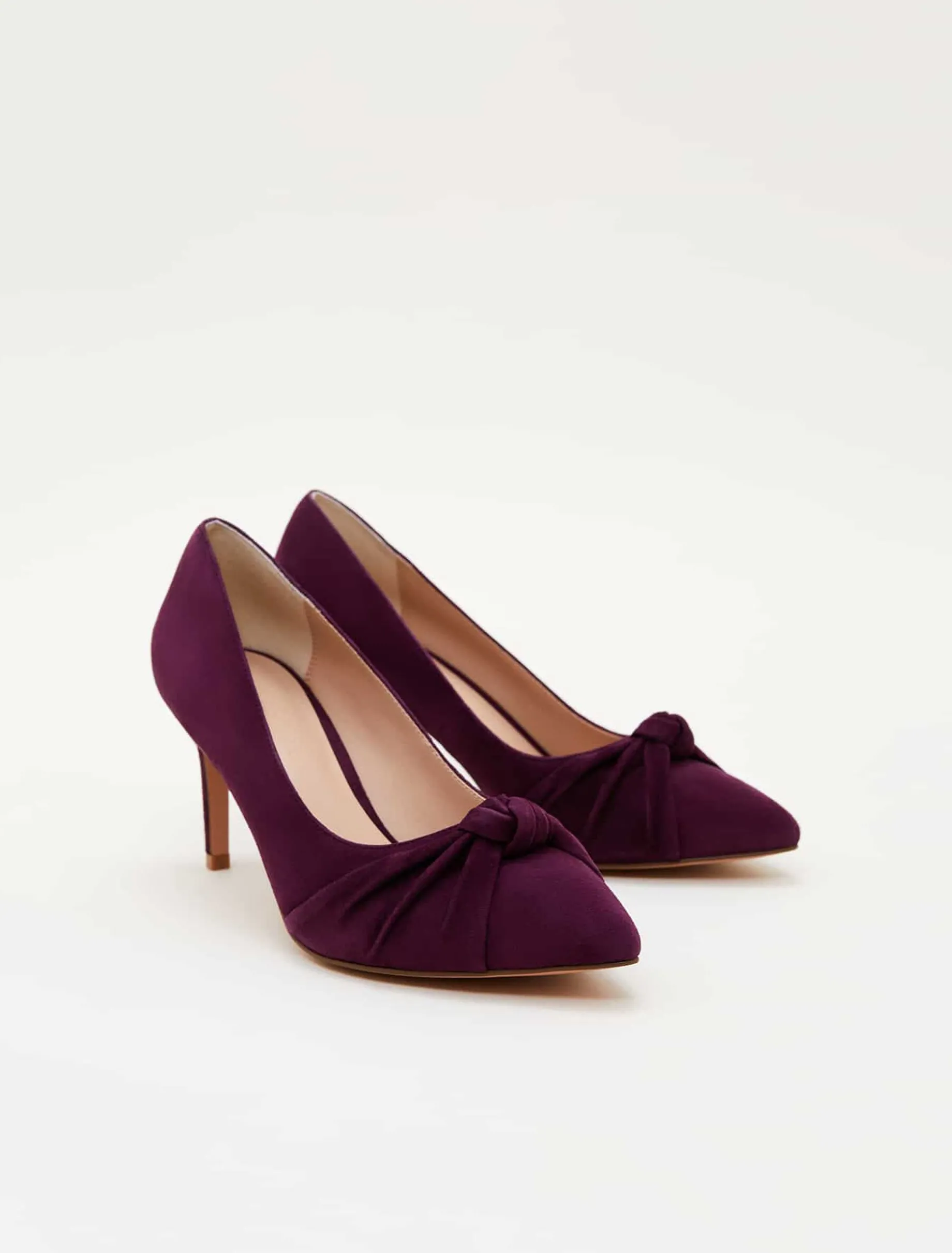 Knot Front Suede Court Shoe