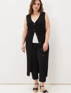 Kourtney Maxi Ribbed Sleeveless Cardigan