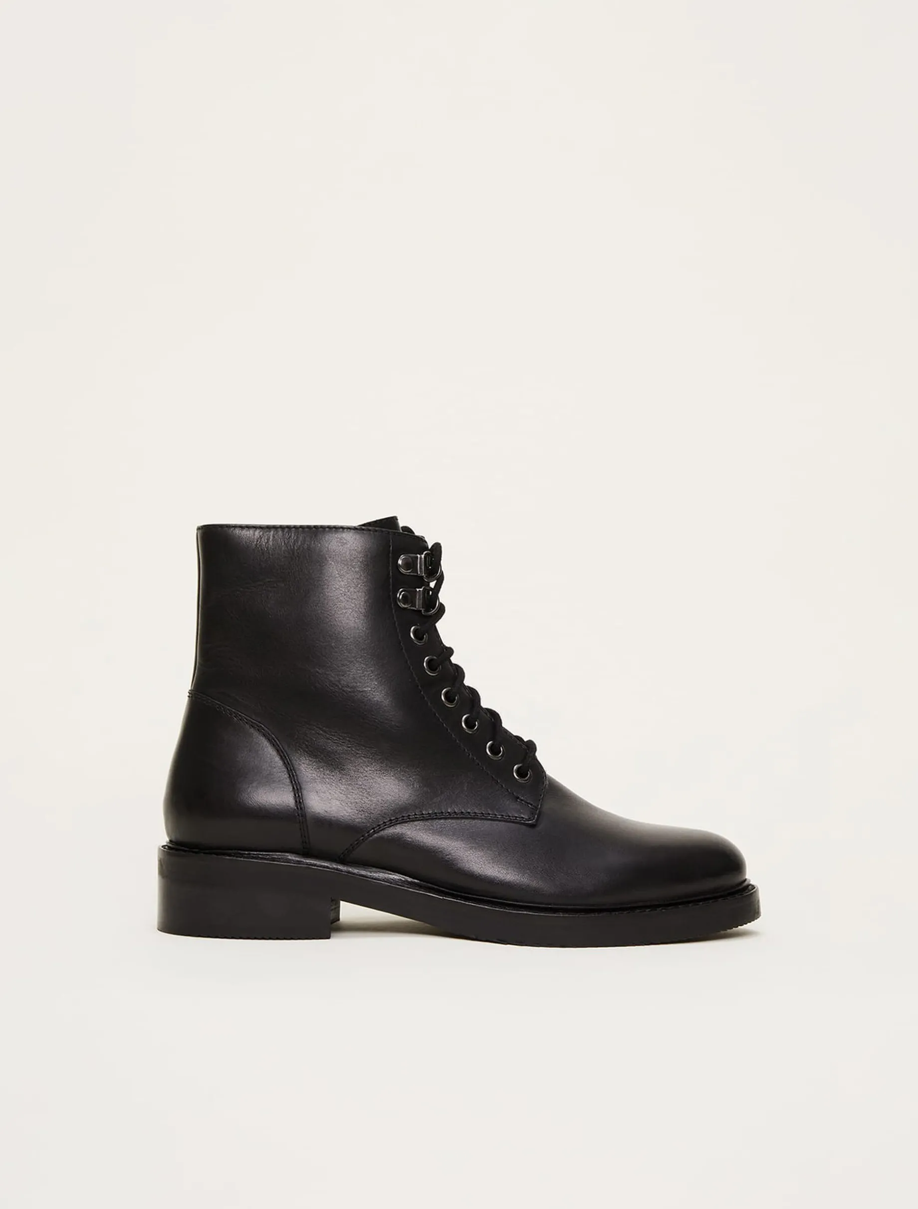Lace Up Leather Flat Boots