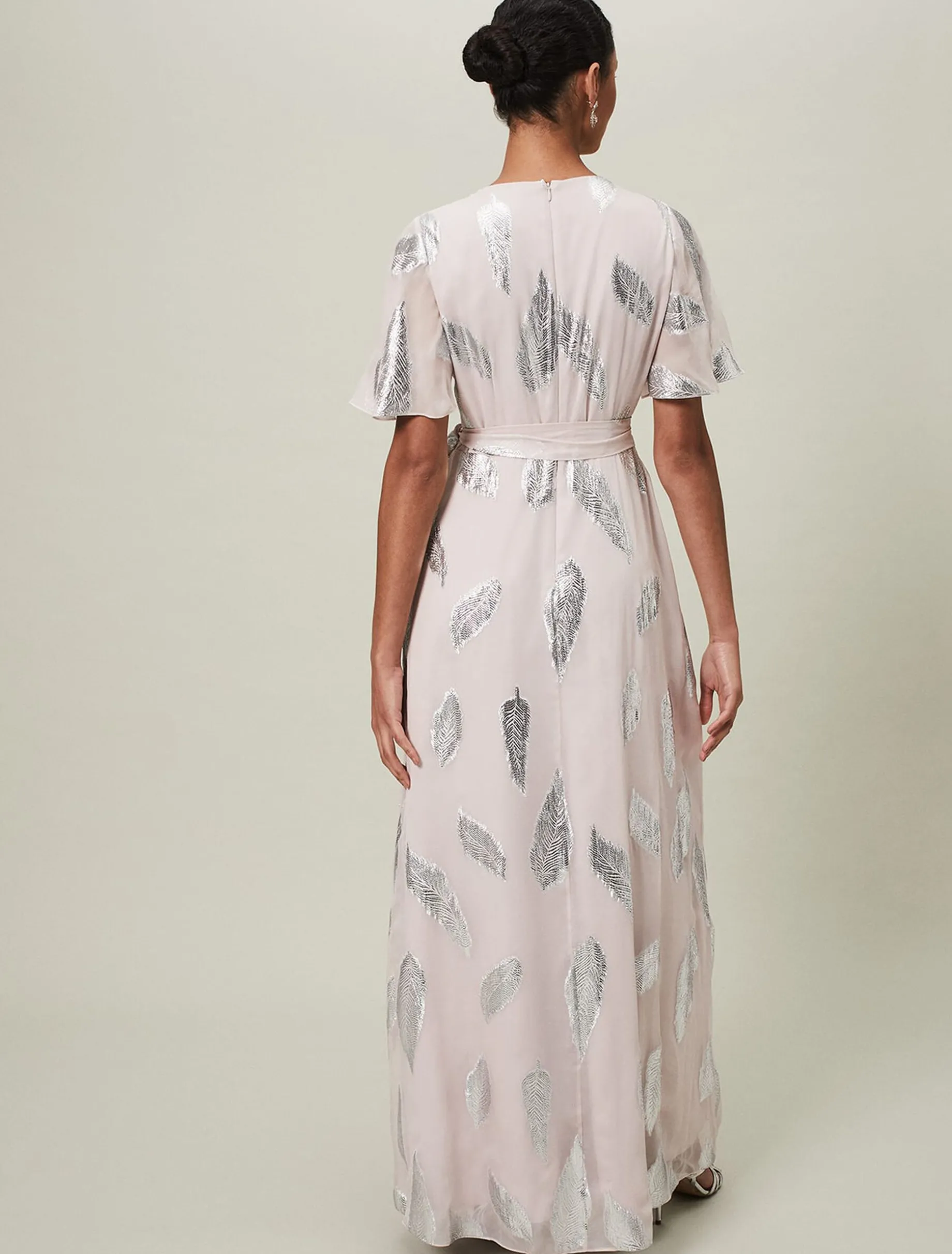 Larah Lurex Feather Jaquard Maxi Dress