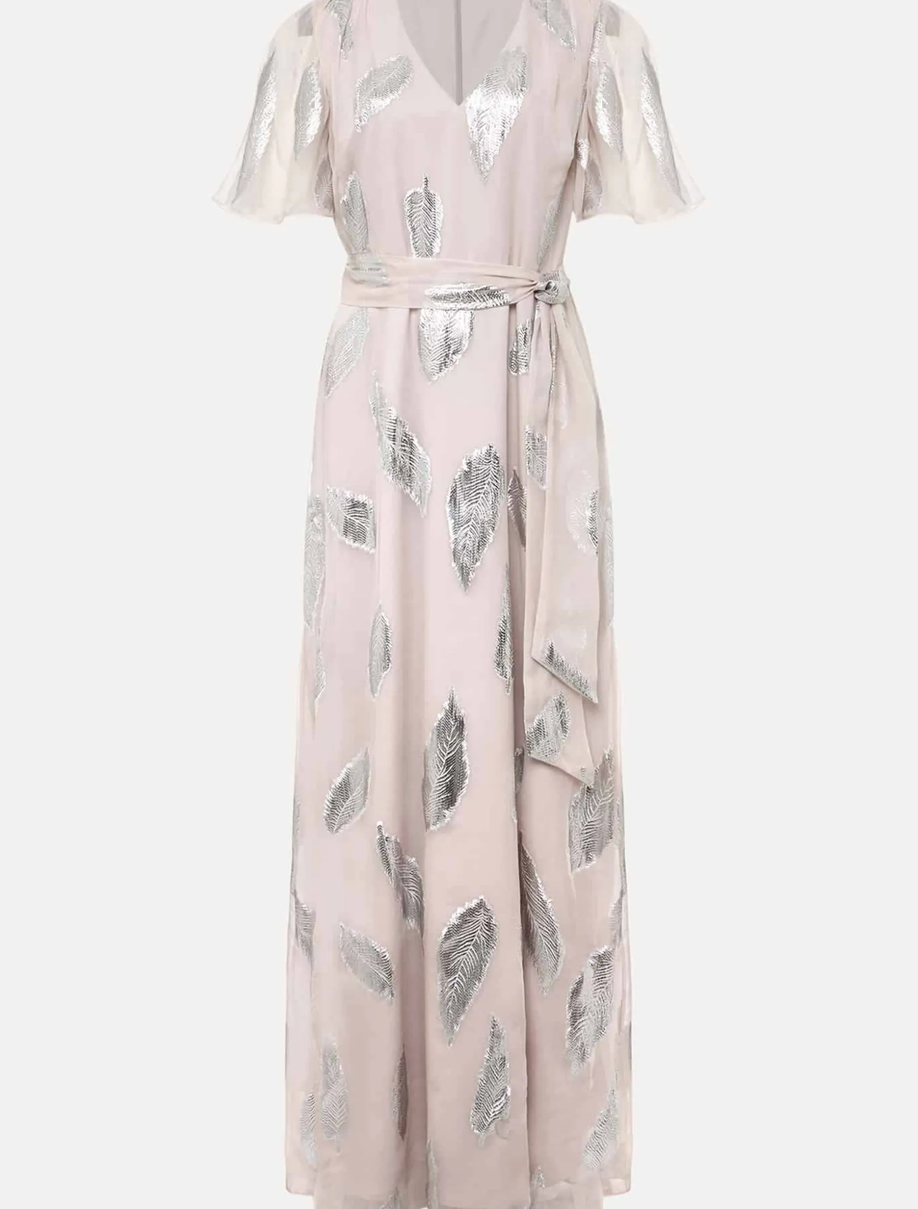 Larah Lurex Feather Jaquard Maxi Dress