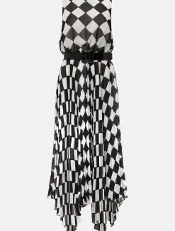 Laurel Checked Pleated Midi Dress