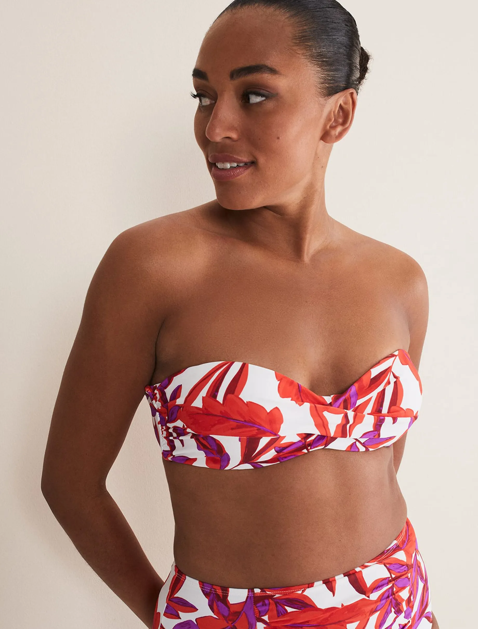 Leaf Print Bikini Top
