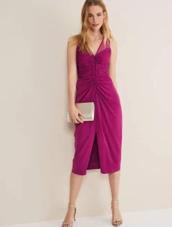Leah Ruched Midi Dress