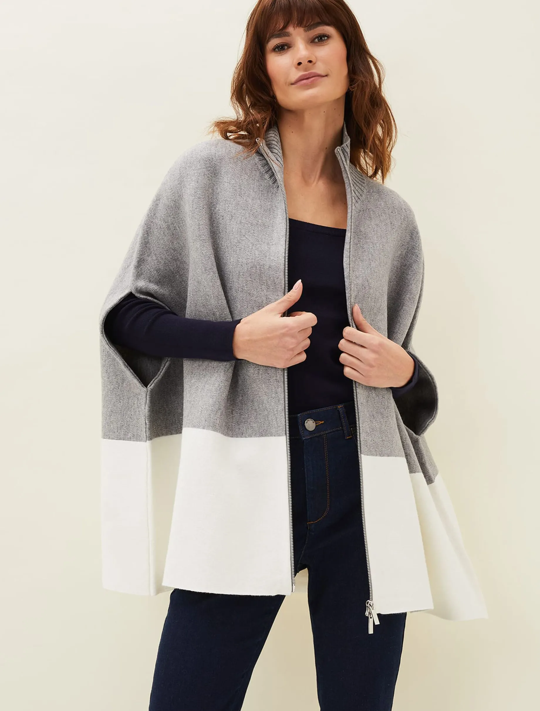 Leaha Colourblock Double Ended Zip Cape