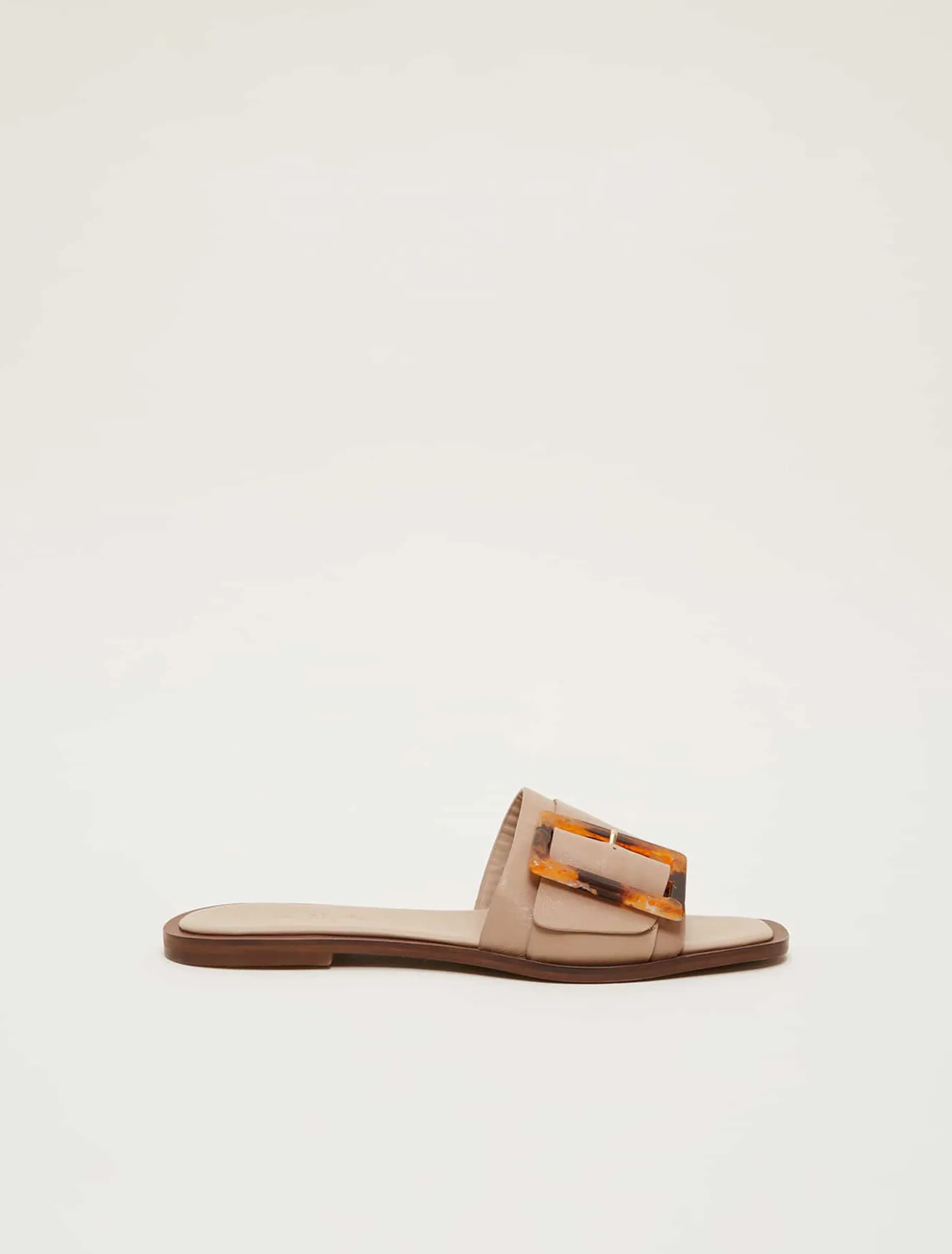 Leather Buckle Flat Sandals