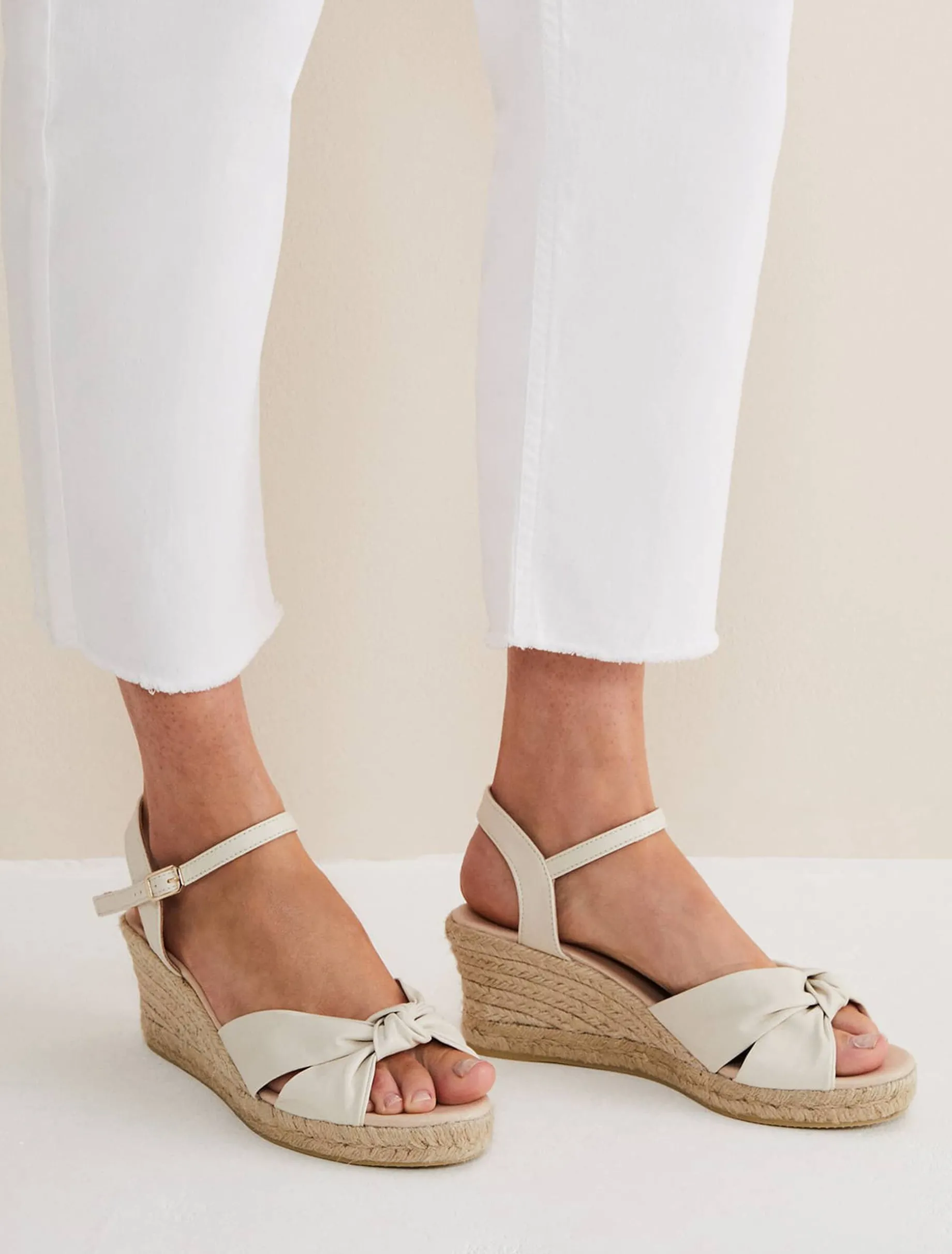 Leather Knot Front Espadrilles