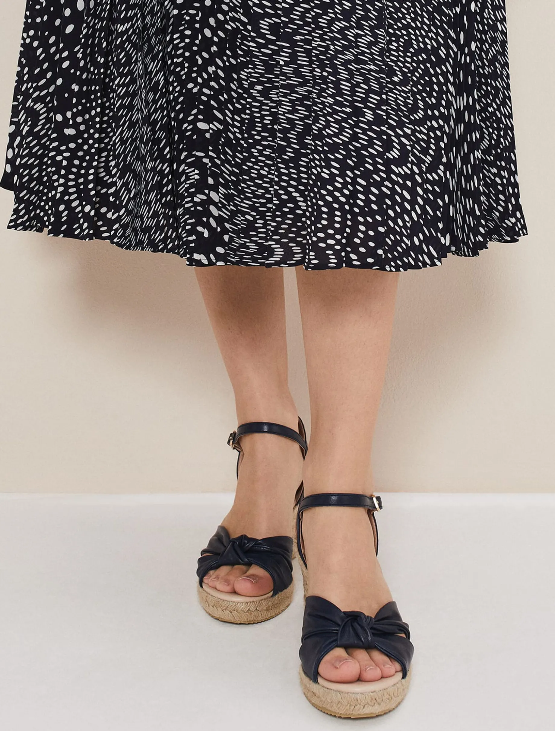 Leather Knot Front Espadrilles