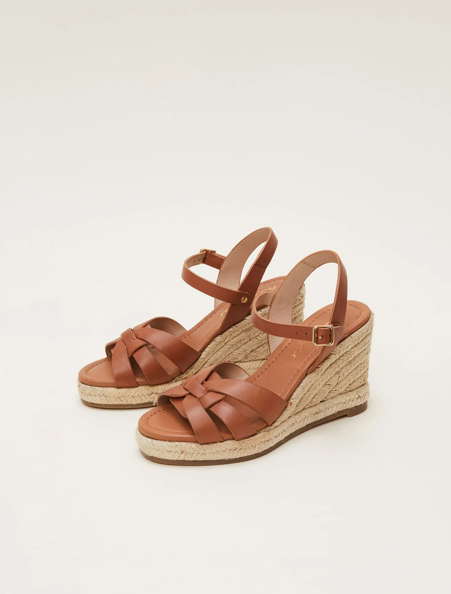Leather Multi Strap Wedge Espadrille