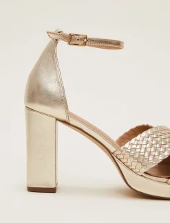 Leather Open Toe Heels